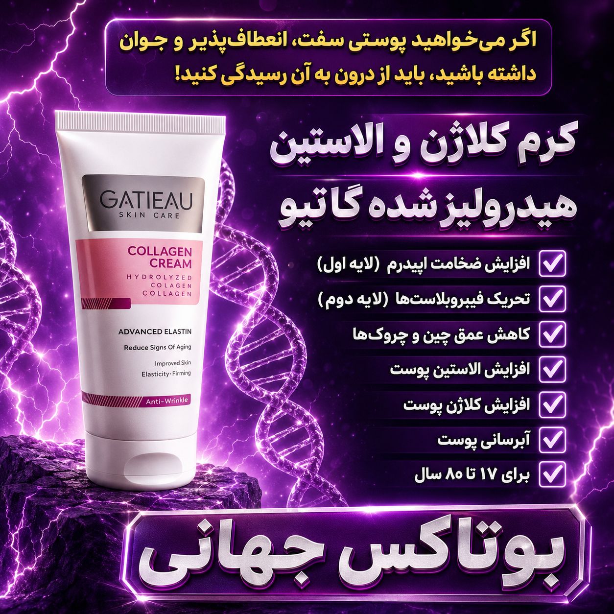 کرم  بایونیکس گاتیو ضد چین _چروک و رفع لک و اکنه _روشن کننده دست صورت__حجم ۴۰ میل